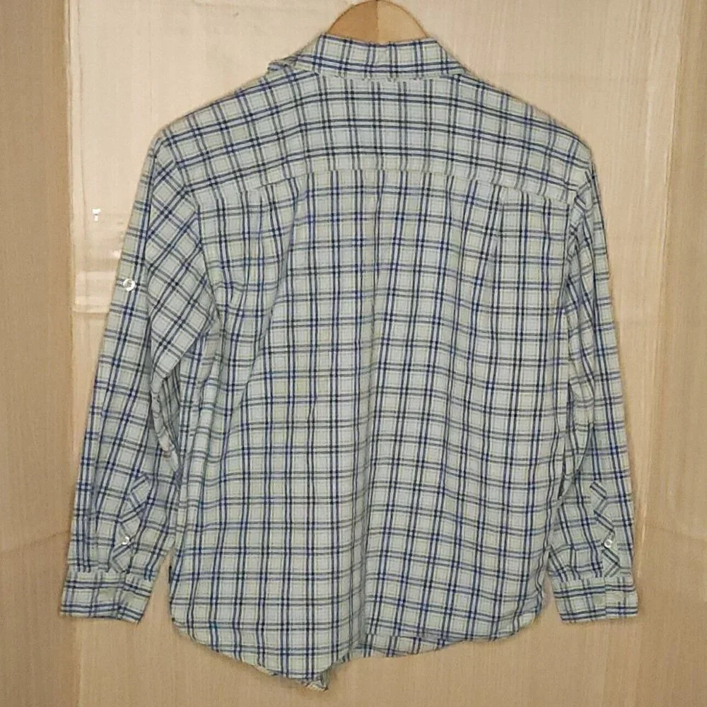 Gap Boys Blue Green Check Long Sleeve Button Down 10